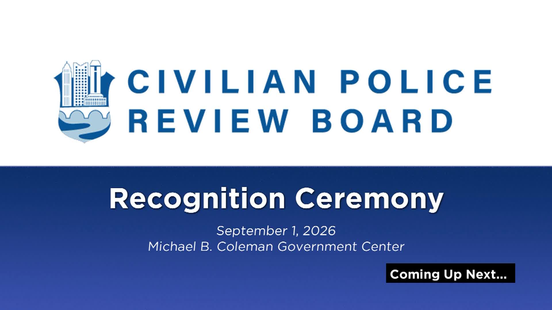 Columbus Civilian Review Board Recognition Ceremony 9/1/26